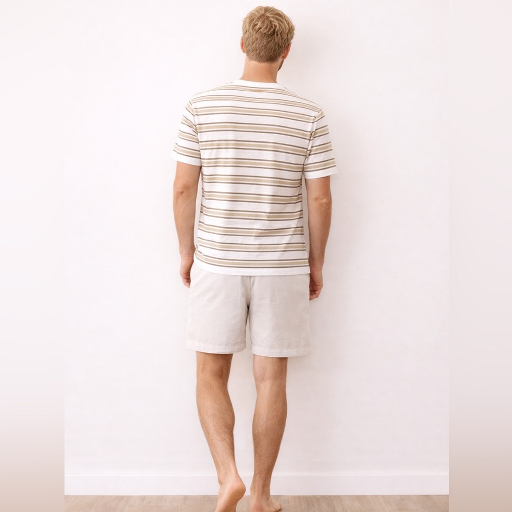 NWOT Common People Clothing Striped Taupe Soft Touch Cotton T shirt Men’s XL - Picture 2 of 6